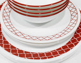 ❤️ NEW 12-pc Corelle CRIMSON TRELLIS DINNERWARE SET Dinner Lunch PLATES & BOWLS