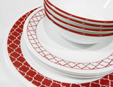 ❤️ NEW 12-pc Corelle CRIMSON TRELLIS DINNERWARE SET Dinner Lunch PLATES & BOWLS