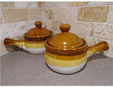 4 GLAZED Stoneware CHILI BEAN SOUP CROCKS French Onion Stew 10-oz CASSEROLES New
