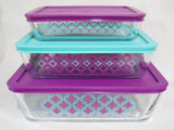 6-pc Pyrex DIAMONDS Rectangular Storage Container Set 11 6 3 Cup Turquoise Purple