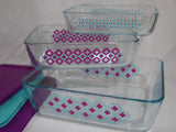 6-pc Pyrex DIAMONDS Rectangular Storage Container Set 11 6 3 Cup Turquoise Purple