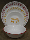 16pc Corelle DANCER & PRANCER Dinnerware Set Christmas Holiday Red Gold Reindeer