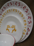 16pc Corelle DANCER & PRANCER Dinnerware Set Christmas Holiday Red Gold Reindeer