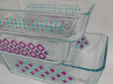 6-pc Pyrex DIAMONDS Rectangular Storage Container Set 11 6 3 Cup Turquoise Purple