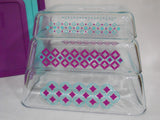 6-pc Pyrex DIAMONDS Rectangular Storage Container Set 11 6 3 Cup Turquoise Purple