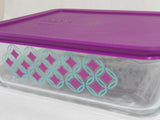 6-pc Pyrex DIAMONDS Rectangular Storage Container Set 11 6 3 Cup Turquoise Purple