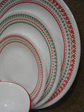 CORELLE Winter HOLIDAY Cross Stitch 6 3/4" BREAD PLATE Christmas RED & GREEN