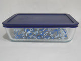 Pyrex PRAIRIE GARDEN 6 Cup RECTANGULAR Food Storage Container Floral BLUE Cover