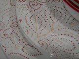 ❤️ NEW 12-pc Corelle LEAF STITCH Dinnerware Set *Rustic Floral RED GRAY Stitches