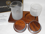 Corelle MARKET STREET New York MILK & SUGAR TRAY Cream Frosted Glass Acacia Wood