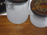 Corelle MARKET STREET New York MILK & SUGAR TRAY Cream Frosted Glass Acacia Wood