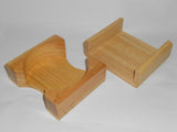 LIGHT OAK Wooden Drink COASTER CADDY Holder 4" ROUND or SQUARE Stoneware Tile Wood