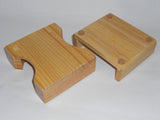 LIGHT OAK Wooden Drink COASTER CADDY Holder 4" ROUND or SQUARE Stoneware Tile Wood