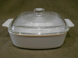 ❤️ 3-pc CORNINGWARE 1-Qt CASSEROLE & COVERS A-1-B Pyroceram Winter Frost White