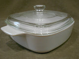 ❤️ 3-pc CORNINGWARE 1-Qt CASSEROLE & COVERS A-1-B Pyroceram Winter Frost White