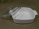 ❤️ 3-pc CORNINGWARE 1-Qt CASSEROLE & COVERS A-1-B Pyroceram Winter Frost White