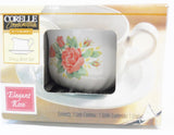 *NEW Corelle ELEGANT ROSE 2 Cup GRAVY BOAT w/UNDERPLATE Stoneware Pink Floral