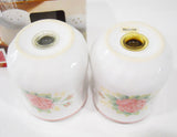 Corelle ELEGANT ROSE Stoneware SALT & PEPPER SHAKER SET Pink Floral w/ Box