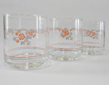 ❤️ Corelle 3 ENGLISH BREAKFAST 8-oz Old Fashioned JUICE GLASSES Rosettes PINK BLUE