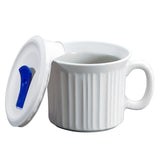 ❤️ NEW 8-pc Corningware FRENCH WHITE 16-oz DISH & MUGS w/POP-INS VENT COVER Lids