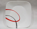 16-pc CORELLE Square FINE LINES DINNERWARE SET *Black Red Sweeping Arcs