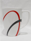 16-pc CORELLE Square FINE LINES DINNERWARE SET *Black Red Sweeping Arcs