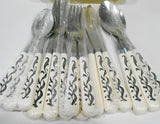 ❤️ 20-pc Corelle LYRICS Stainless FLATWARE SET by Regent Sheffield Black Tulip Floral Spray