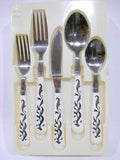 ❤️ 20-pc Corelle LYRICS Stainless FLATWARE SET by Regent Sheffield Black Tulip Floral Spray