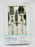 ❤️ 20-pc Corelle LYRICS Stainless FLATWARE SET by Regent Sheffield Black Tulip Floral Spray