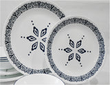 ❤️ NEW 12-pc Corelle FLORENTIA Dinnerware Set *Navy Blue Snowflake Star of David