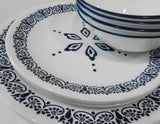 ❤️ NEW 12-pc Corelle FLORENTIA Dinnerware Set *Navy Blue Snowflake Star of David