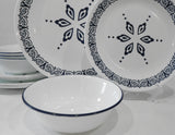 ❤️ NEW 12-pc Corelle FLORENTIA Dinnerware Set *Navy Blue Snowflake Star of David