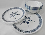❤️ NEW 12-pc Corelle FLORENTIA Dinnerware Set *Navy Blue Snowflake Star of David