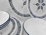 ❤️ NEW 12-pc Corelle FLORENTIA Dinnerware Set *Navy Blue Snowflake Star of David
