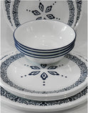 ❤️ NEW 12-pc Corelle FLORENTIA Dinnerware Set *Navy Blue Snowflake Star of David