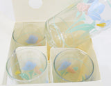 *New 4 Corelle FRIENDSHIP 16-oz TUMBLER GLASSES *Pastel Floral Pink Yellow Blue