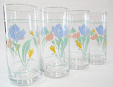 *New 4 Corelle FRIENDSHIP 16-oz TUMBLER GLASSES *Pastel Floral Pink Yellow Blue