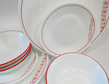❤️ NEW 12-pc Corelle FUSION CHILI RED Dinnerware Set *Inspired by Folk Art patterns
