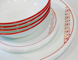 ❤️ NEW 12-pc Corelle FUSION CHILI RED Dinnerware Set *Inspired by Folk Art patterns