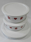 ❤️ 6-pc Corelle GINGERBREAD MEN & HEARTS Bowls & Cover Set Christmas Valentines