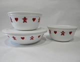 ❤️ 6-pc Corelle GINGERBREAD MEN & HEARTS Bowls & Cover Set Christmas Valentines