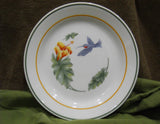 *NRM Corelle Blue HUMMINGBIRD 7.25" BREAD PLATE Dessert Salad TROPICAL Floral