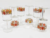 ❤️ 6 Corelle INDIAN SUMMER 8-oz WINE GOBLETS Water Glasses Autumn Orange Floral