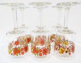 ❤️ 6 Corelle INDIAN SUMMER 8-oz WINE GOBLETS Water Glasses Autumn Orange Floral