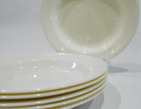 ❤️ 6 VGC Corelle IVORY 15-oz FLAT RIMMED SOUP BOWLS Pasta Plate Off-White Cream
