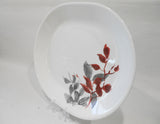 ❤️ Corelle KYOTO LEAVES 12.25x10 SERVING PLATTER Plate Japanese Watercolor Red Gray