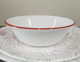 ❤️ NEW Corelle LEAF STITCH 18-oz SOUP BOWL Cereal Salad 6 1/4" *Rustic Red Rim
