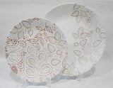❤️ NEW Corelle LEAF STITCH Choice: DINNER or LUNCH PLATE *Rustic Floral RED GRAY