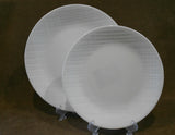 ❤️ 16-pc Corelle LINEN WEAVE DINNERWARE SET Plates Bowls Mugs *White Embossed