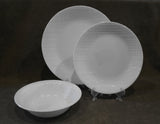 ❤️ 16-pc Corelle LINEN WEAVE DINNERWARE SET Plates Bowls Mugs *White Embossed